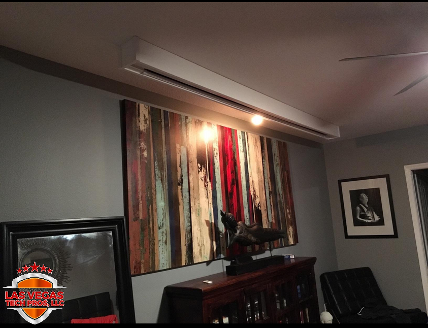 Motorized-16 9-Projector-Screen-W -Small-Channel-Box-at-Ceiling